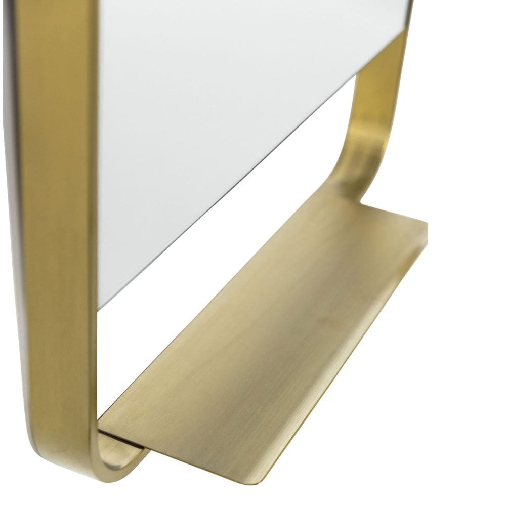 Lyon Brushed Brass Mirror with Shelf