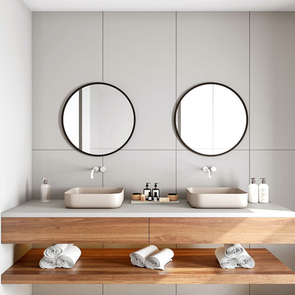Madrid Black Round Bathroom Mirror