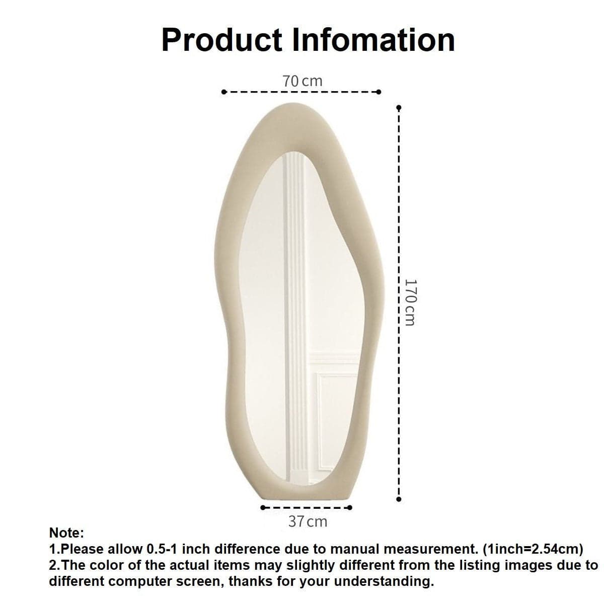 Maiden Pearl White Wavy Full Length Mirror