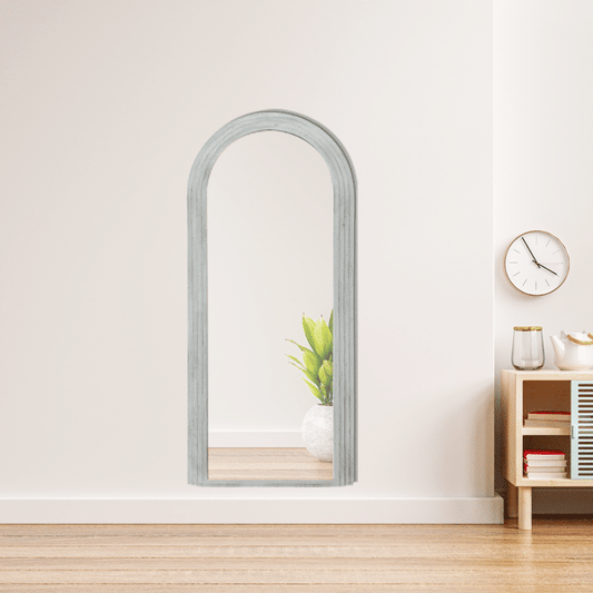 Mavena White Wood Arched Wall Mirror