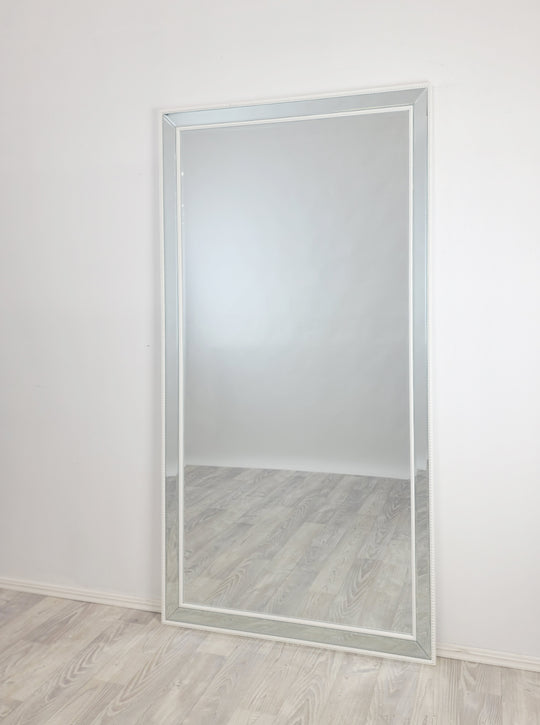 Melina Large White Beaded Floor Mirror