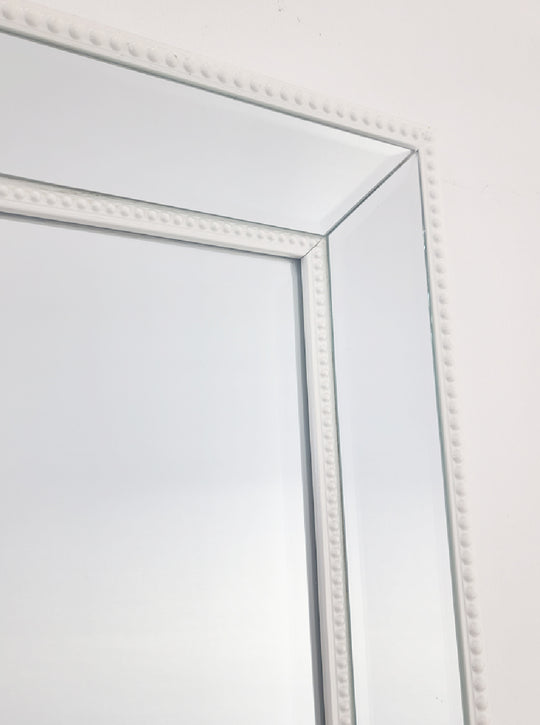 Melina Large White Beaded Floor Mirror