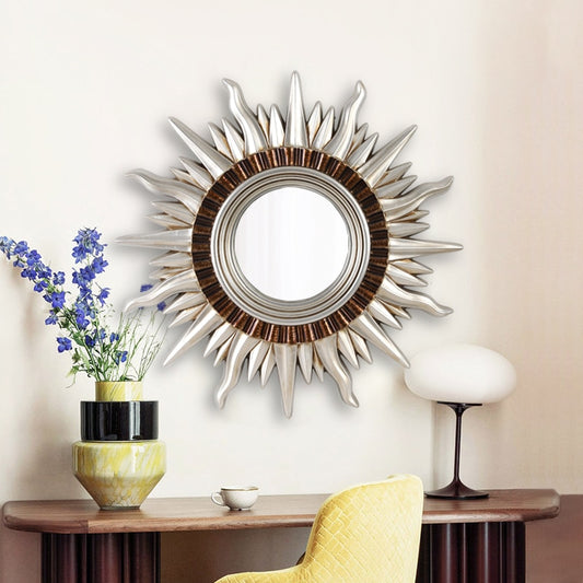 Mercutio Silver Round Vintage Sunburst Mirror