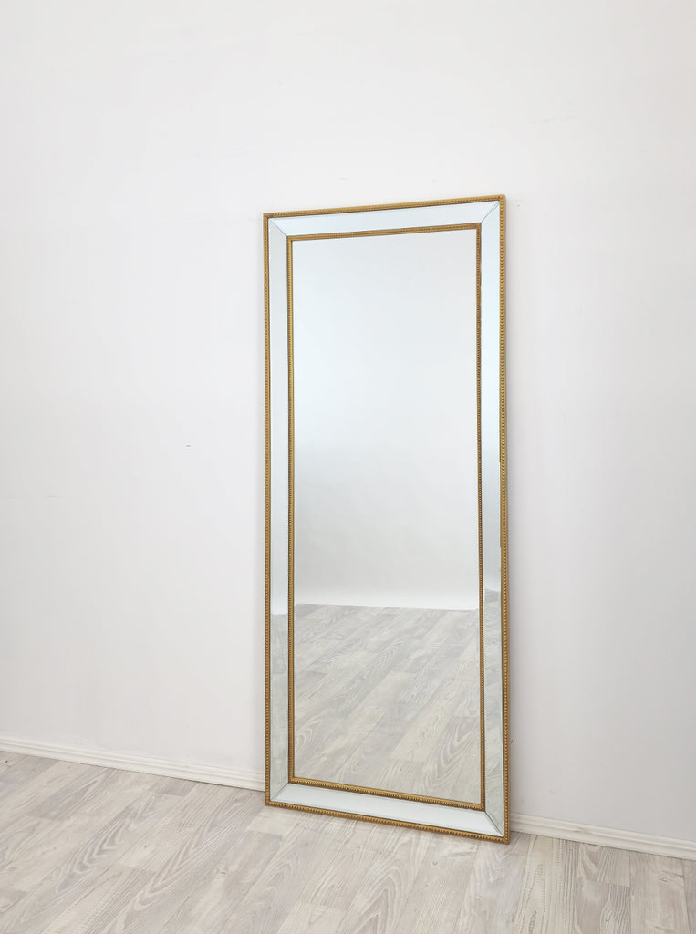 Noelle Slim Gold Beaded Full Length Mirror