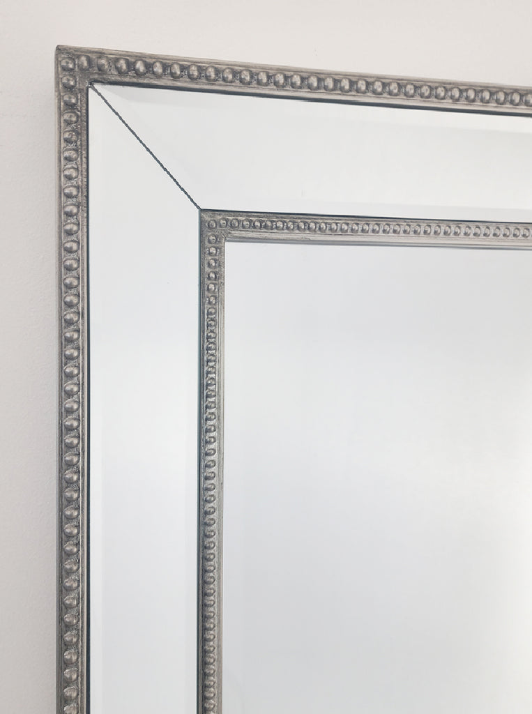 Noelle Slim Silver Beaded Full Length Mirror