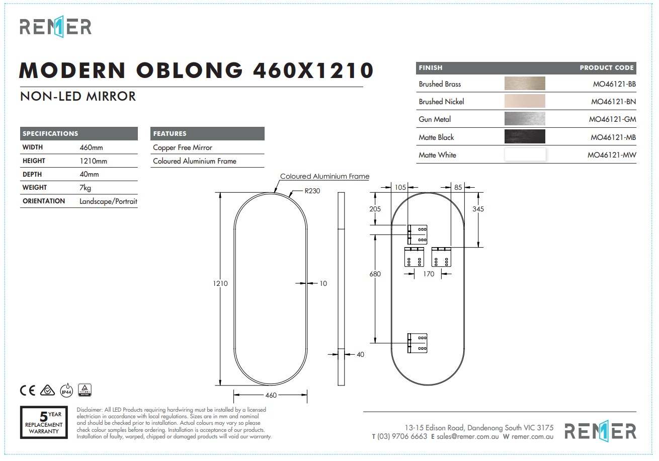 Remer Modern Oblong Mirror