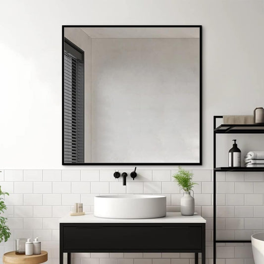Ometa Black Framed Wall Square Mirror