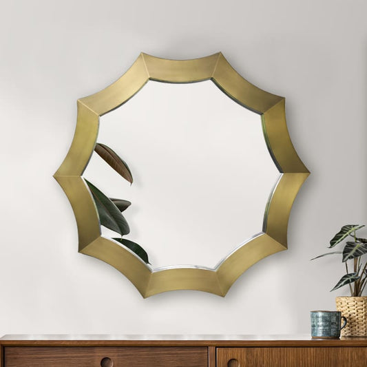 Orestes Gold Round Stainless Steel Mirror