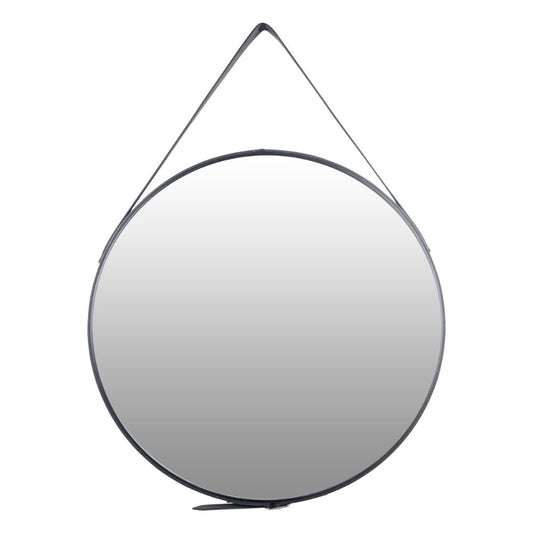 Oslo Black Round Mirror with Strap