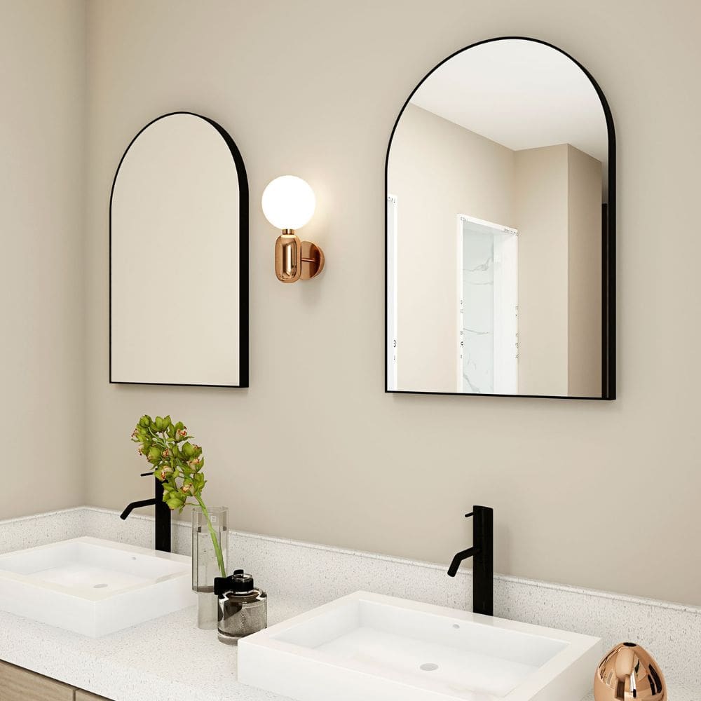 Piza Black Arched Bathroom Mirror