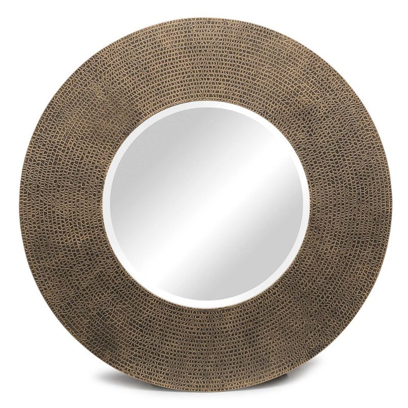 Pollana Round Croc Pattern Mirror - Gold and Black