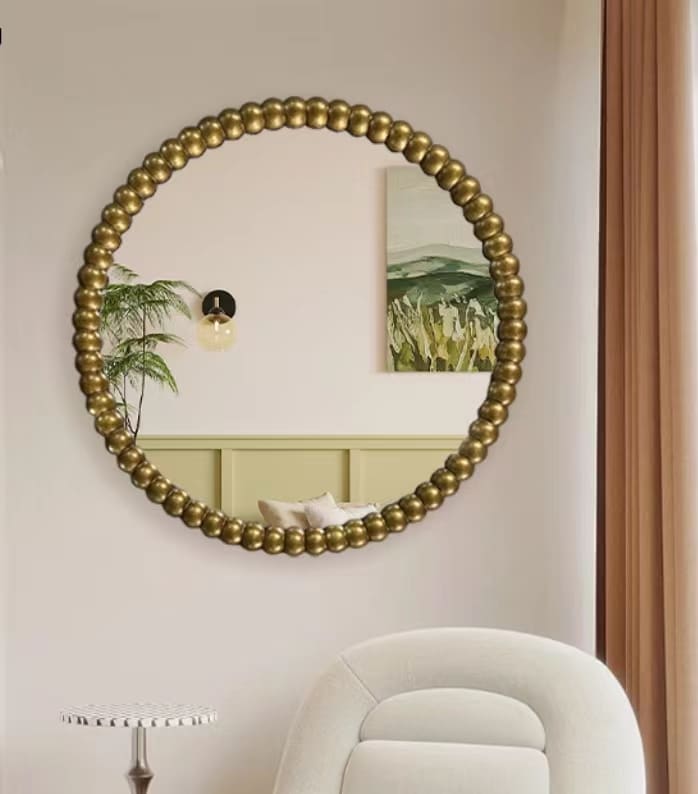 Railan Gold Beaded Sunburst Wall Mirror