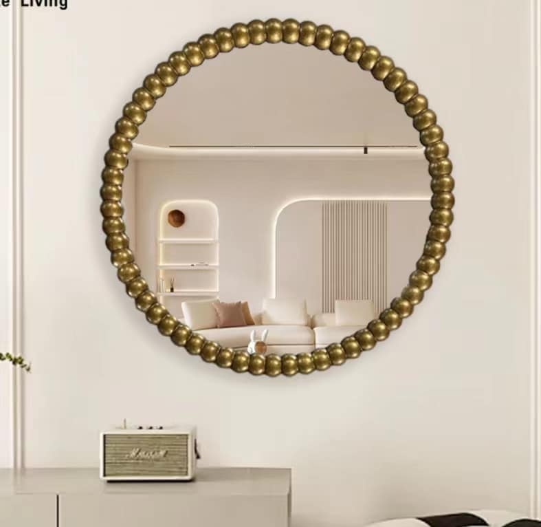 Railan Gold Beaded Sunburst Wall Mirror