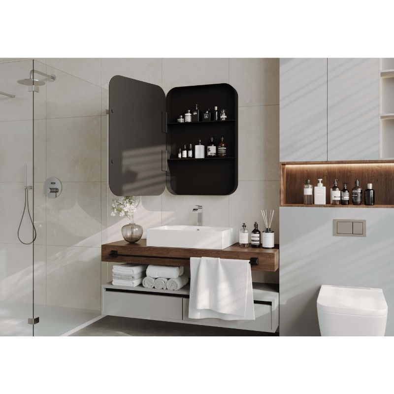 Zane Soft Rectangle Black Shaving Cabinet