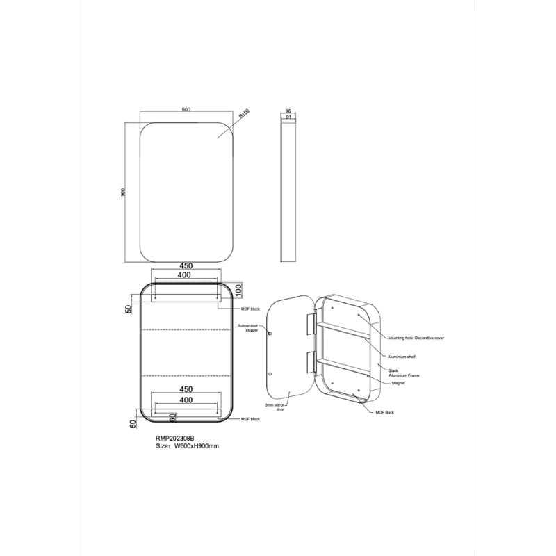 Zane Soft Rectangle White Shaving Cabinet