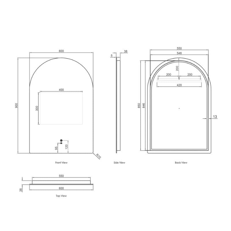 Rhodes Arched Frameless LED Mirror