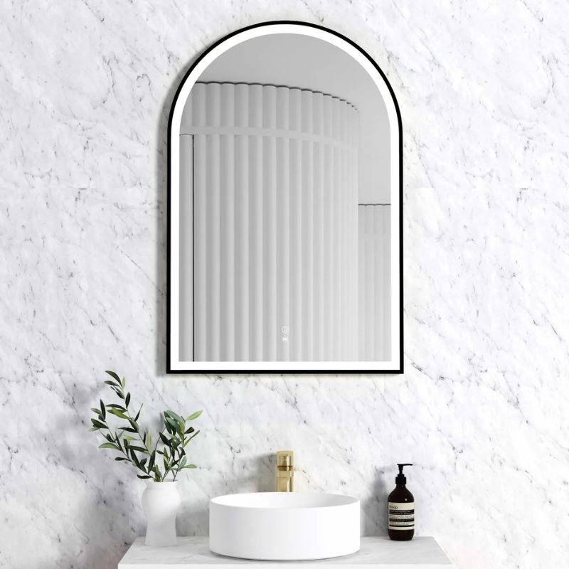 Rhodes Black Arched LED Mirror