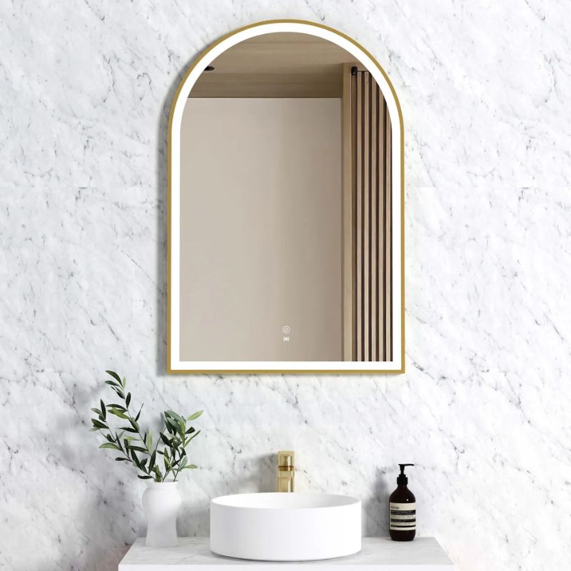 Rhodes Gold Arched LED Mirror