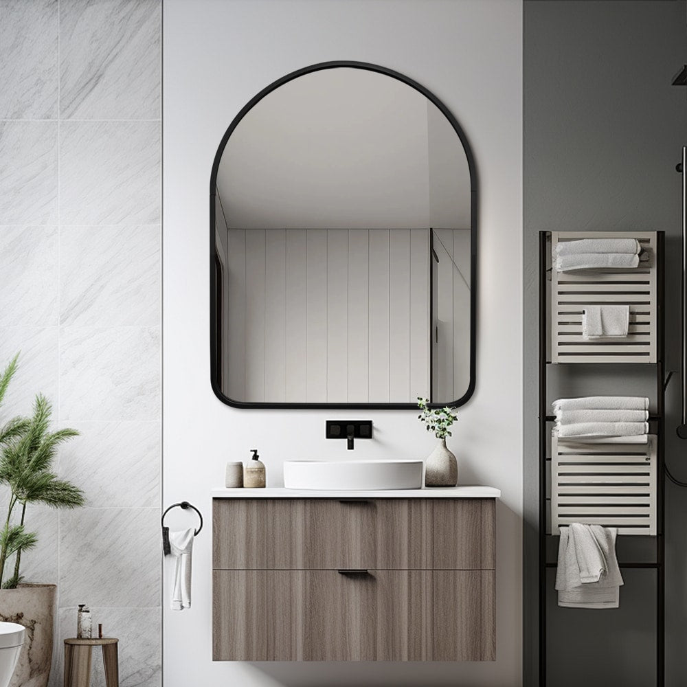 Riven Black Arched Wall Mirror