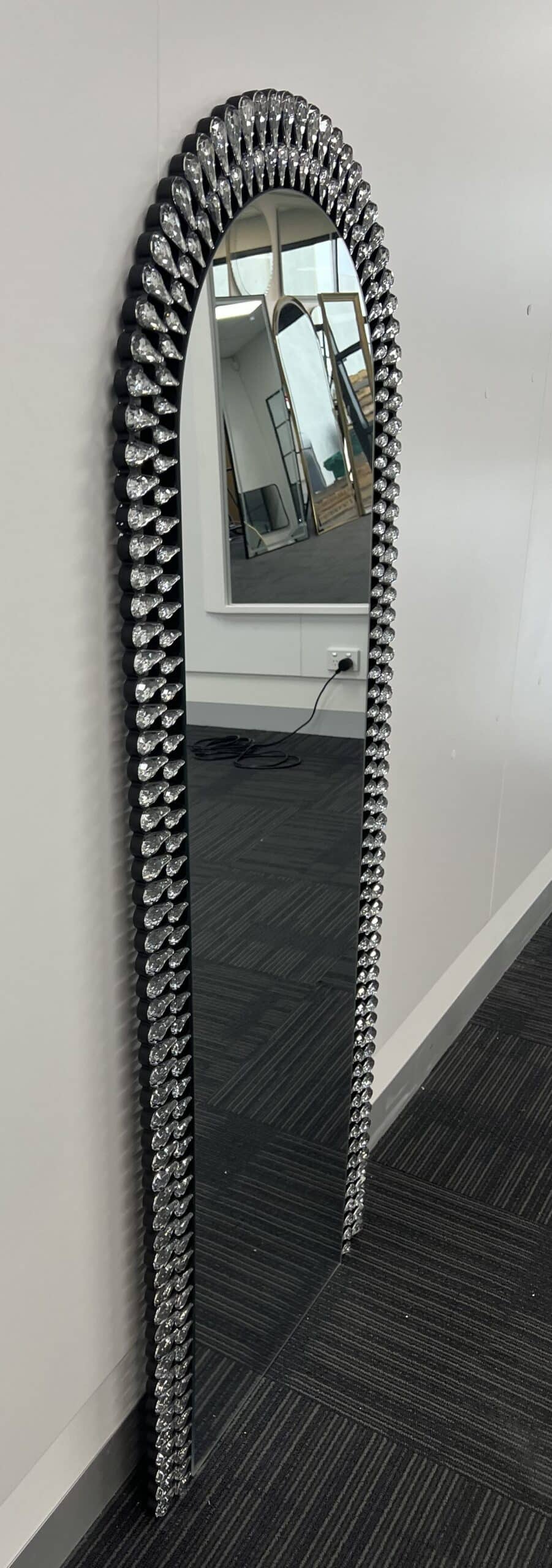 Riyo Silver Diamond Arch Wall Mirror