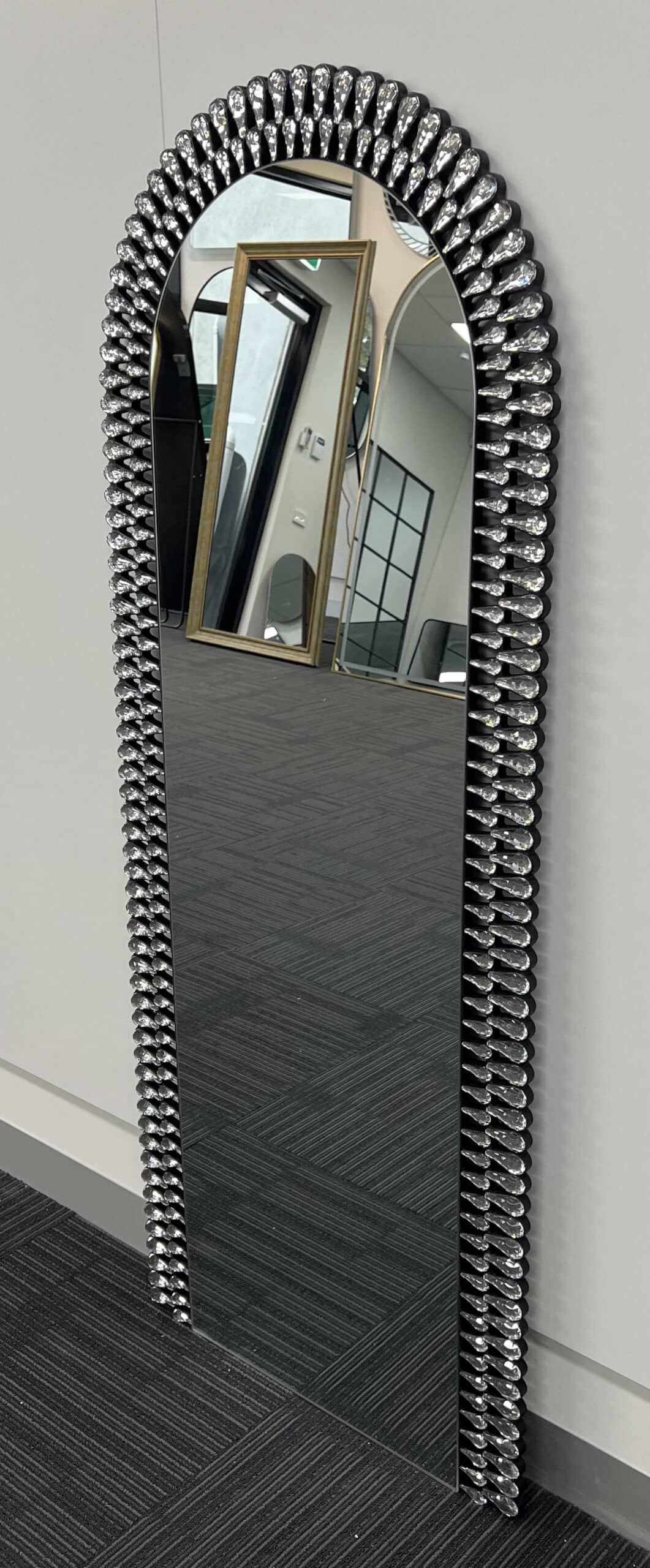 Riyo Silver Diamond Arch Wall Mirror