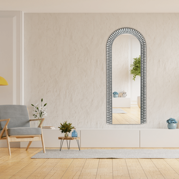 Riyo Silver Diamond Arch Wall Mirror