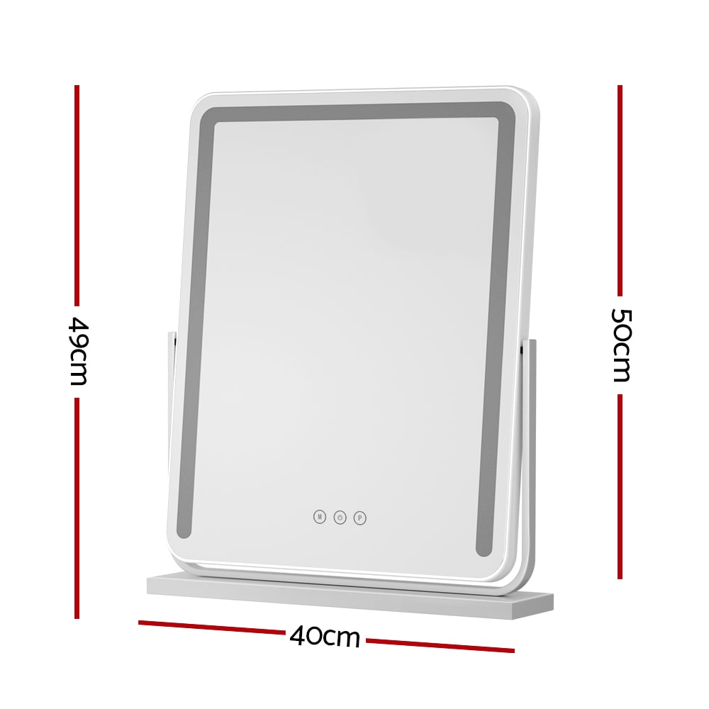 Rotating LED Strip Tabletop Makeup Mirror