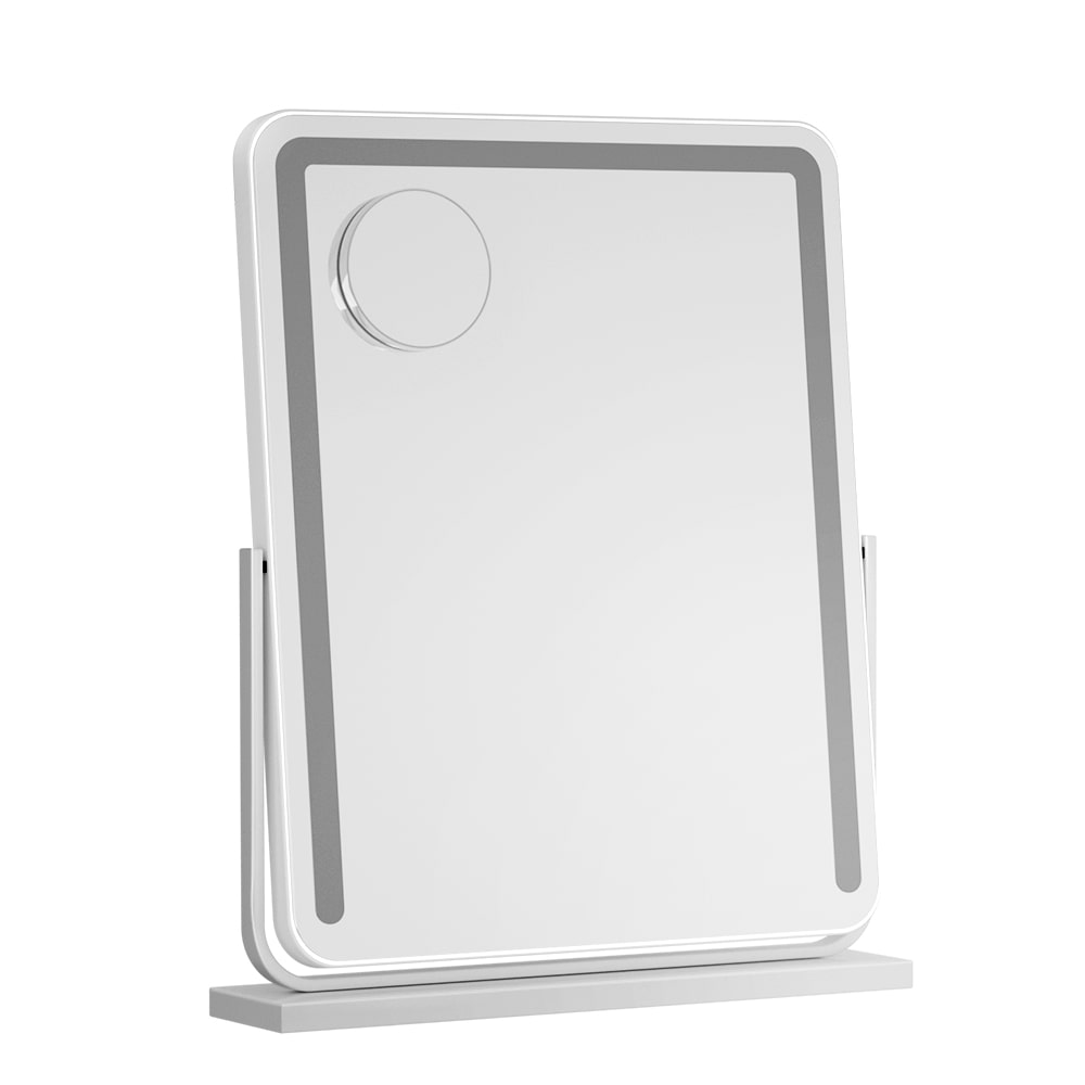 Rotating LED Strip Tabletop Makeup Mirror