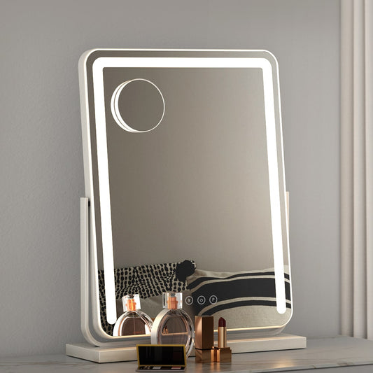 Rotating LED Strip Tabletop Makeup Mirror