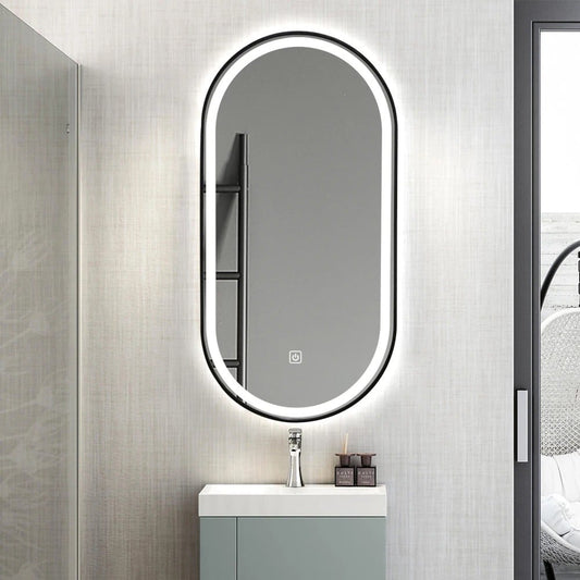 Rowena Black Framed Oval LED Mirror