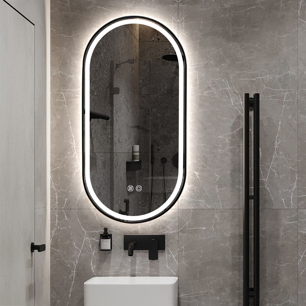 Rowena Black Framed Oval LED Mirror