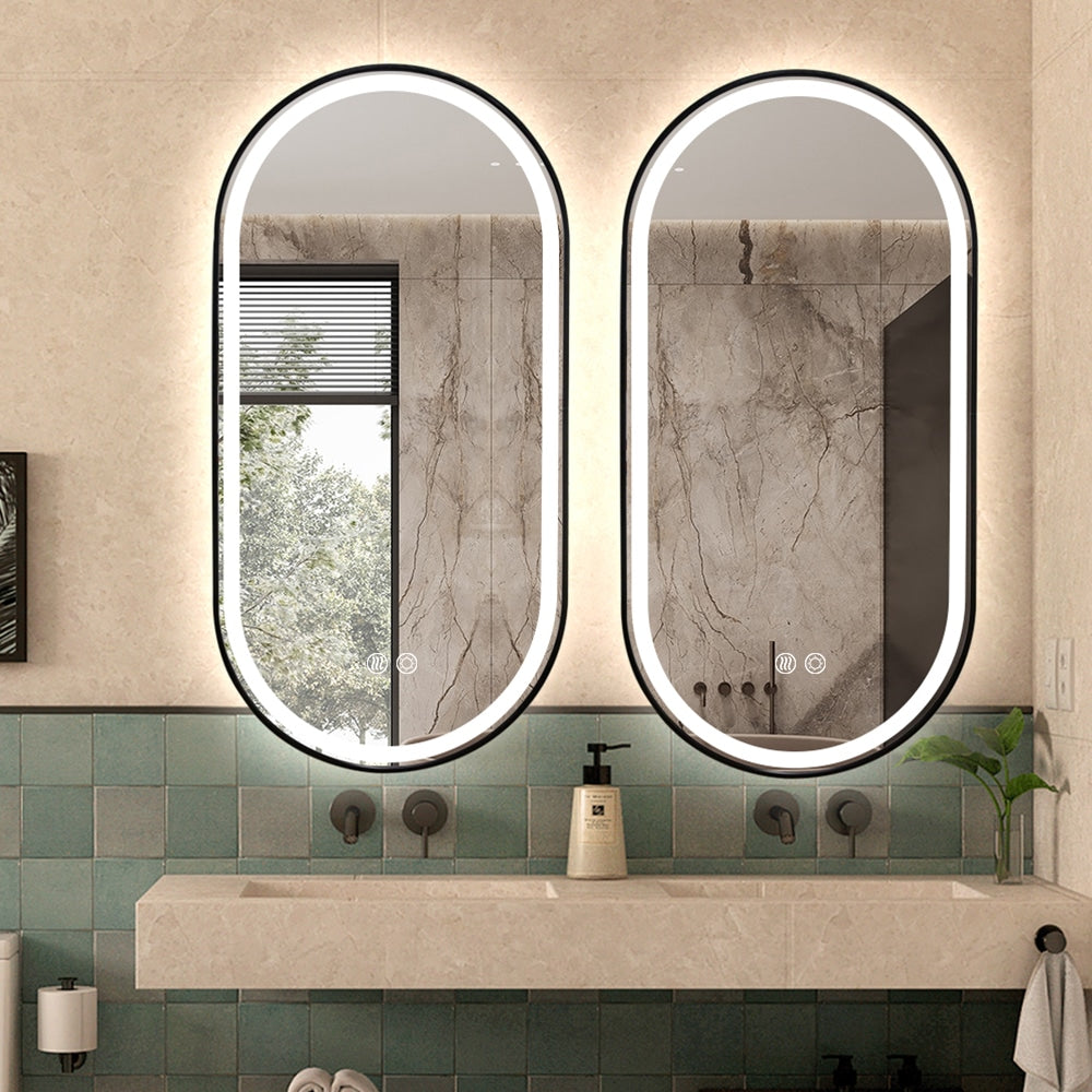 Rowena Black Framed Oval LED Mirror