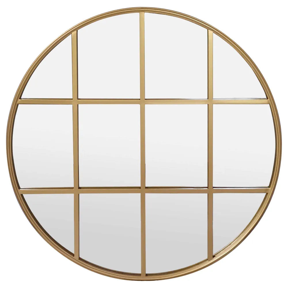 Rozala Gold Round Panel Wall Mirror