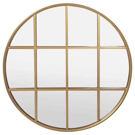 Rozala Gold Round Panel Wall Mirror