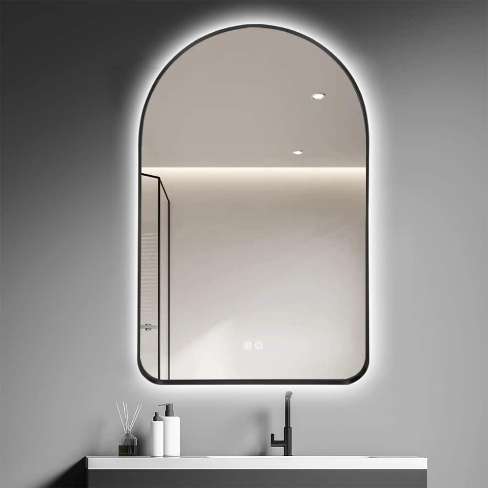 Rylan Black Arched LED Wall Mirror