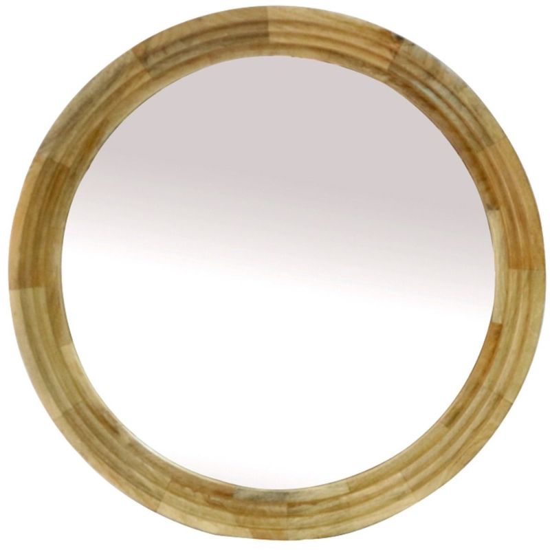 Sabira Round Ribbed Border Wood Mirror