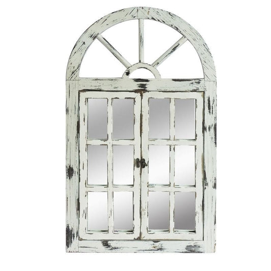 Scarlett Rustic White Arch Window Mirror