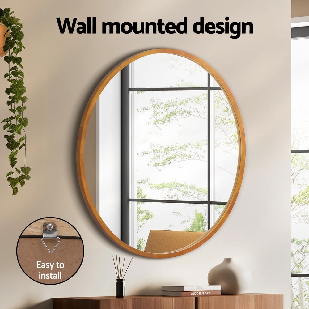 Solace Round Wooden Wall Mirror