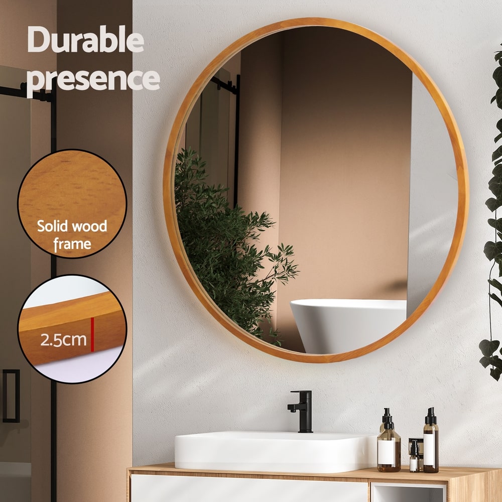 Solace Round Wooden Wall Mirror