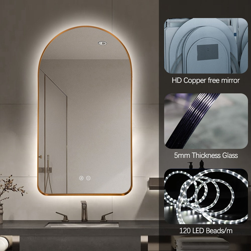 Solina Gold Arched LED Wall Mirror