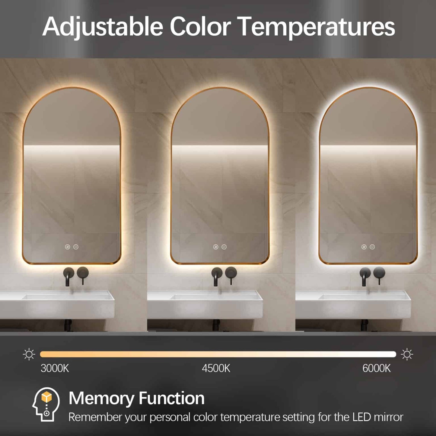 Solina Gold Arched LED Wall Mirror