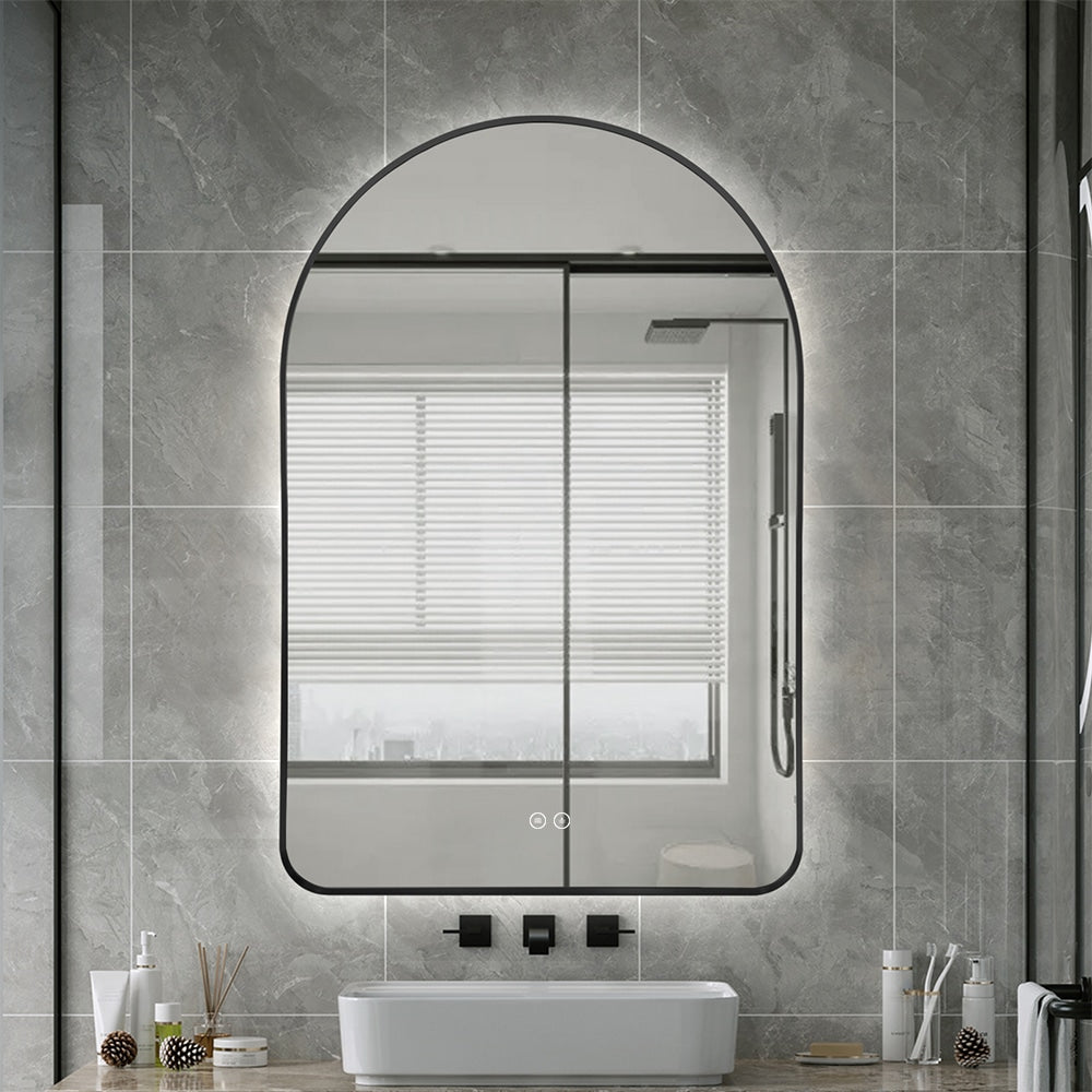 Sylvan Black Arched LED Wall Mirror