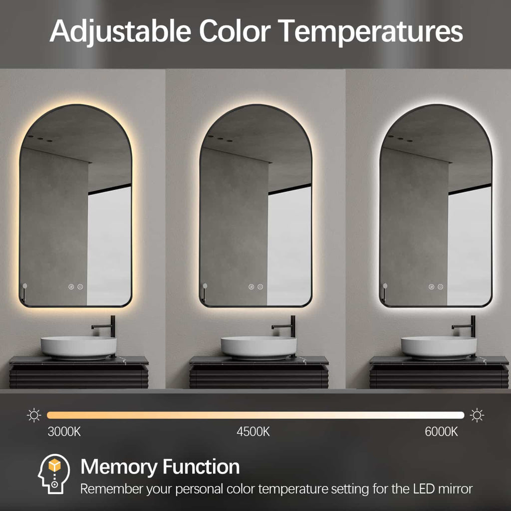 Sylvan Black Arched LED Wall Mirror