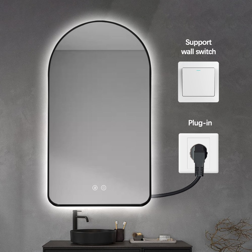 Sylvan Black Arched LED Wall Mirror