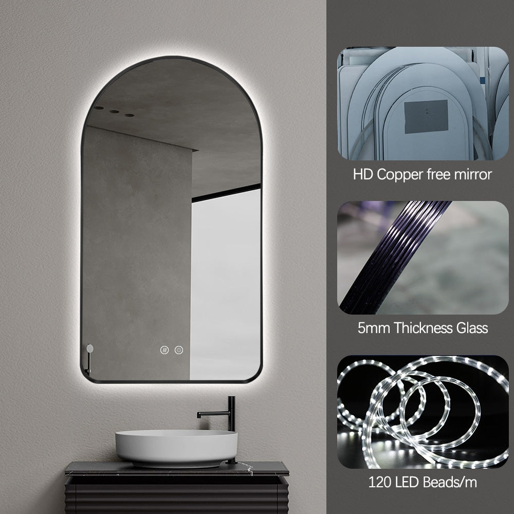 Sylvan Black Arched LED Wall Mirror