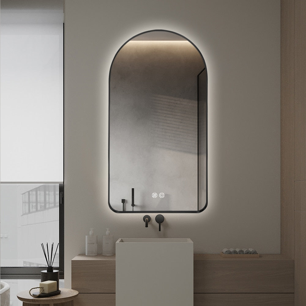Sylvan Black Arched LED Wall Mirror