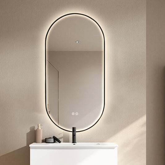 Talia Black Framed Oval LED Mirror