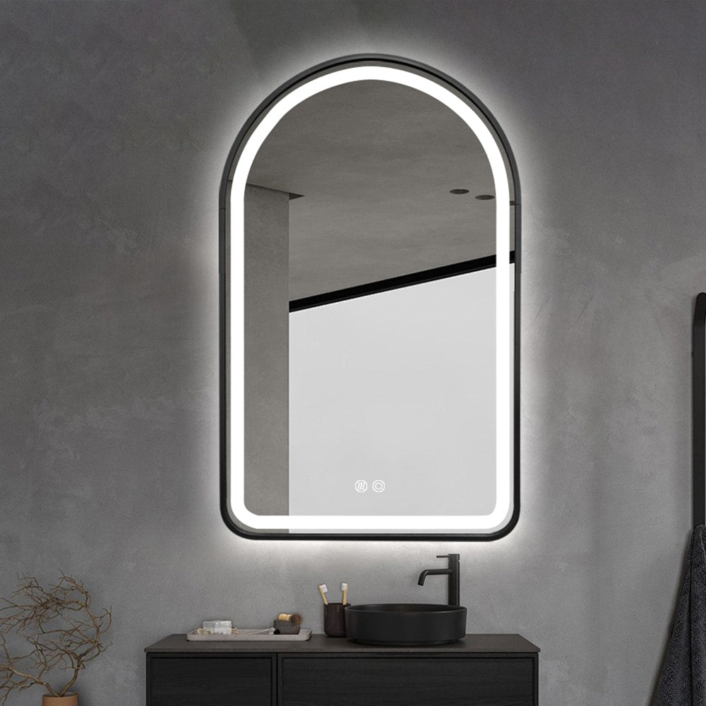Talon Arched LED Black Frame Mirror
