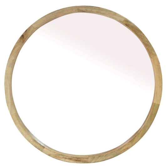 Tarifa Round Natural Finish Wood Mirror