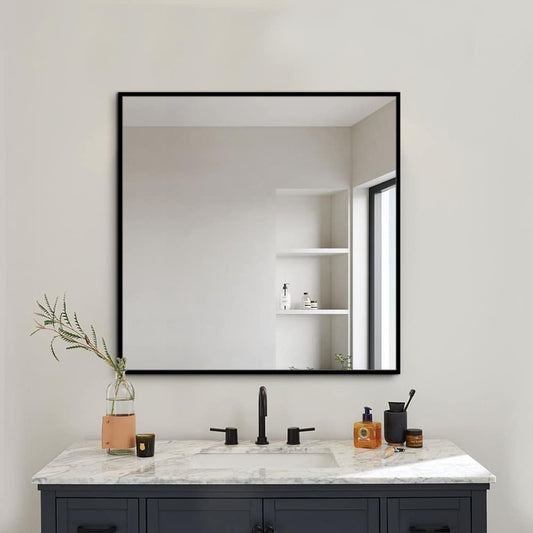 Tiberius Black Framed Wall Square Mirror